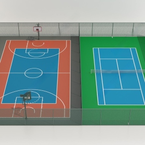 现代篮球场3D模型下载